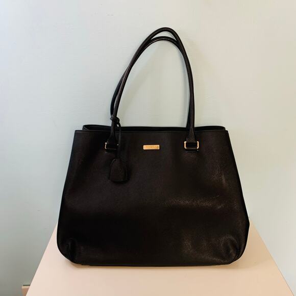 Kate Spade Black Cross Grain Leather Tote - Picture 1 of 6